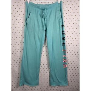 Victorias Secret PINK LOVE Diaper Butt Boyfriend Sweatpants Flare Teal MEDIUM